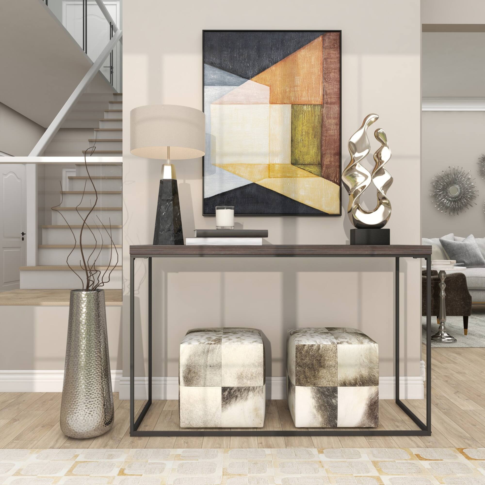 25" Silver Aluminum Tall Hammered Vase